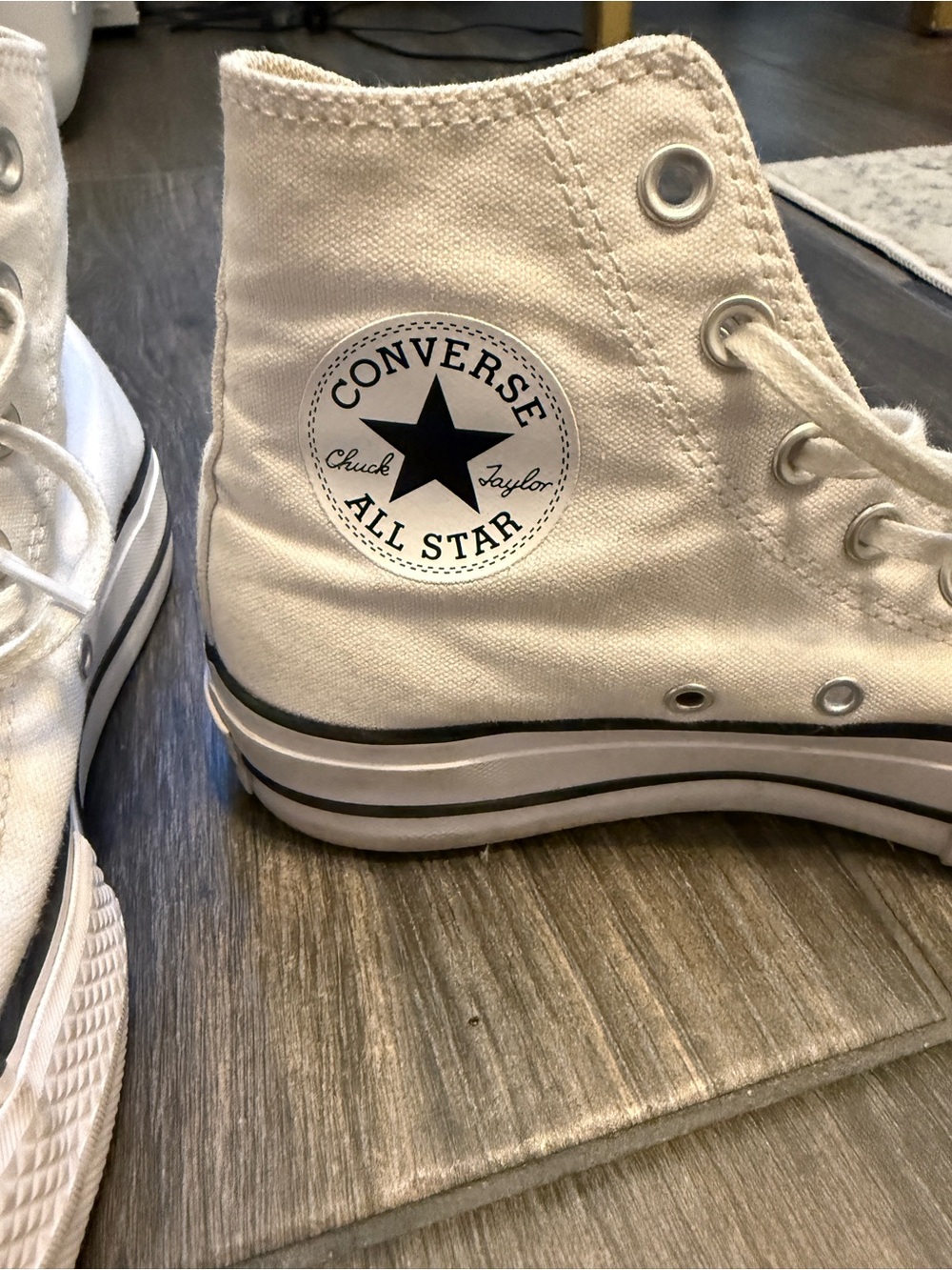 Converse White High-Top Women’s Sneakers with Black Logo